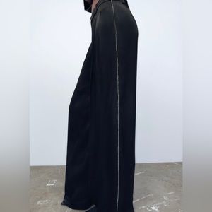 NWT Satin trousers with rhinestones - size S